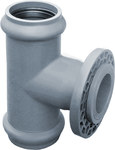 PVC pressure tee with a socket 110x80/90 PN10 ANP (with a loose flange and a gasket) gray